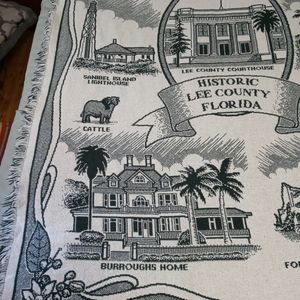 💐🌄TAPESTRY HISTORIC LEE COUNTY FL SIZE 60"×50",NEW! VINTAGE WALL ART.